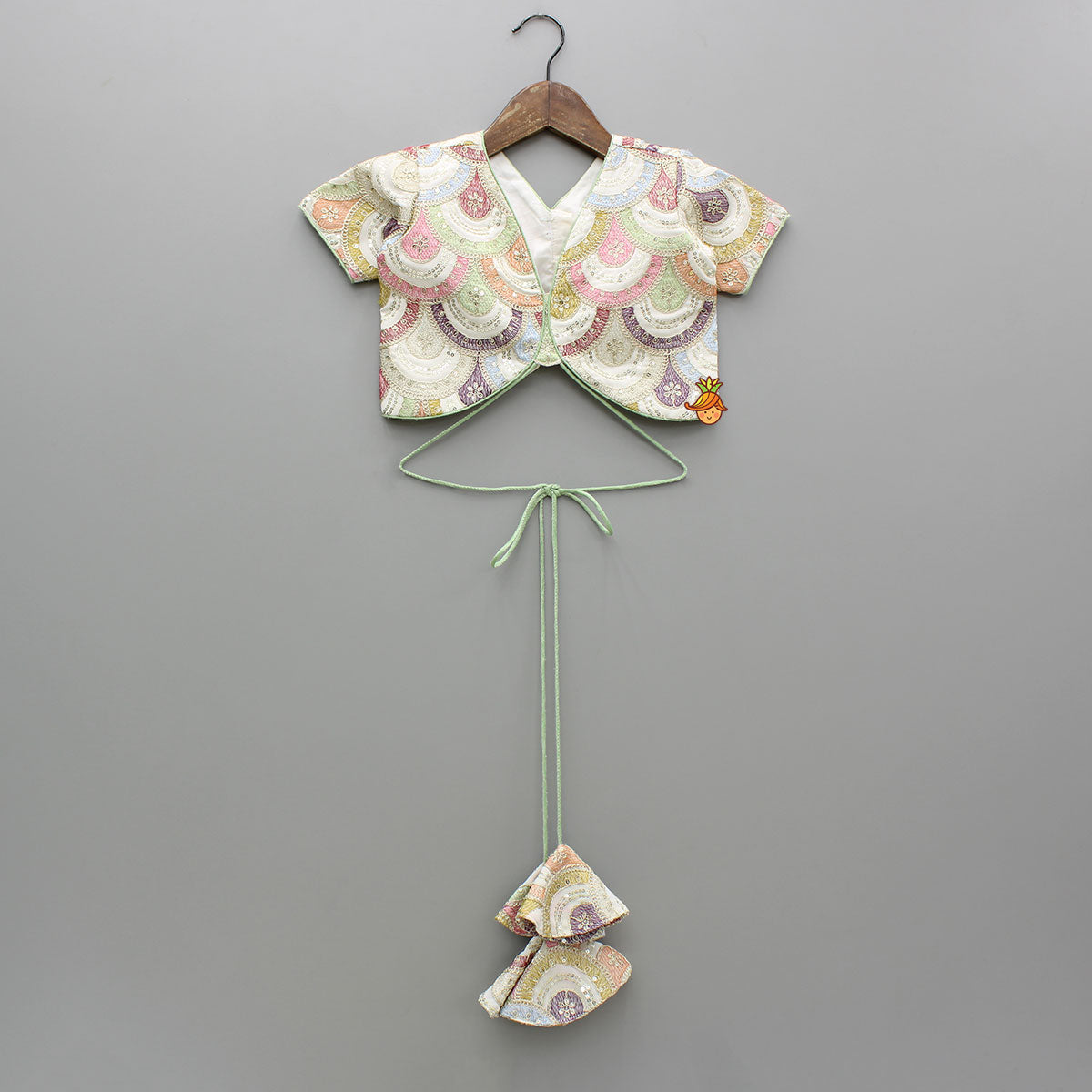 Pre Order: Multicolour Embroidered Stylish Top And Lehenga With Net Dupatta