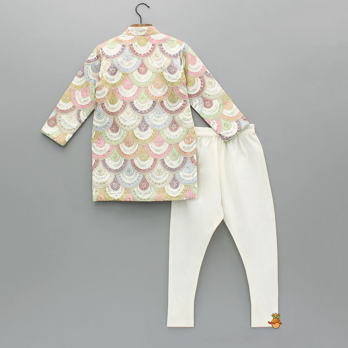 Pre Order: Multicoloured Embroidered Sherwani With Churidar