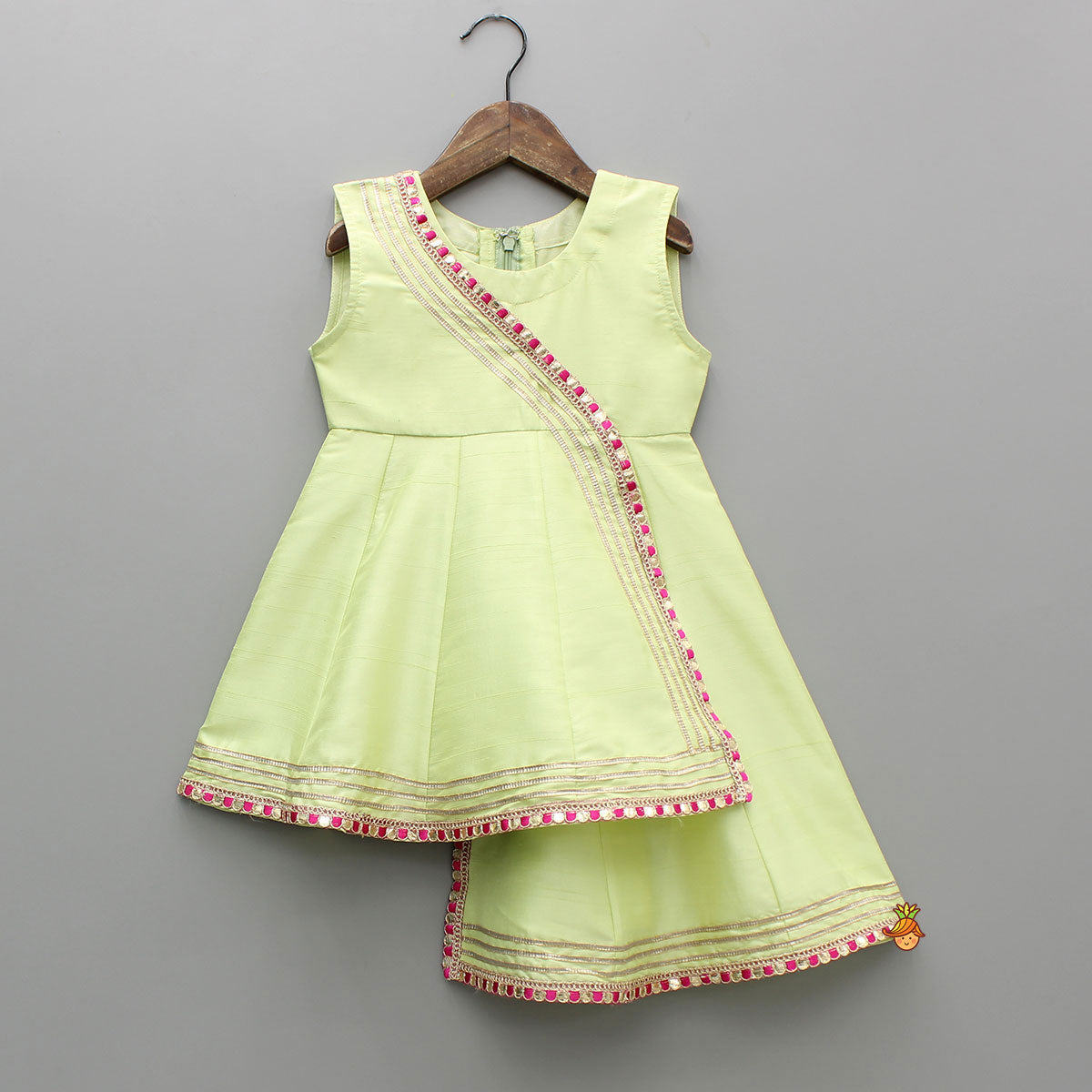 Pre Order: Stylish Asymmetrical Hem Kurti And Flared Palazzo