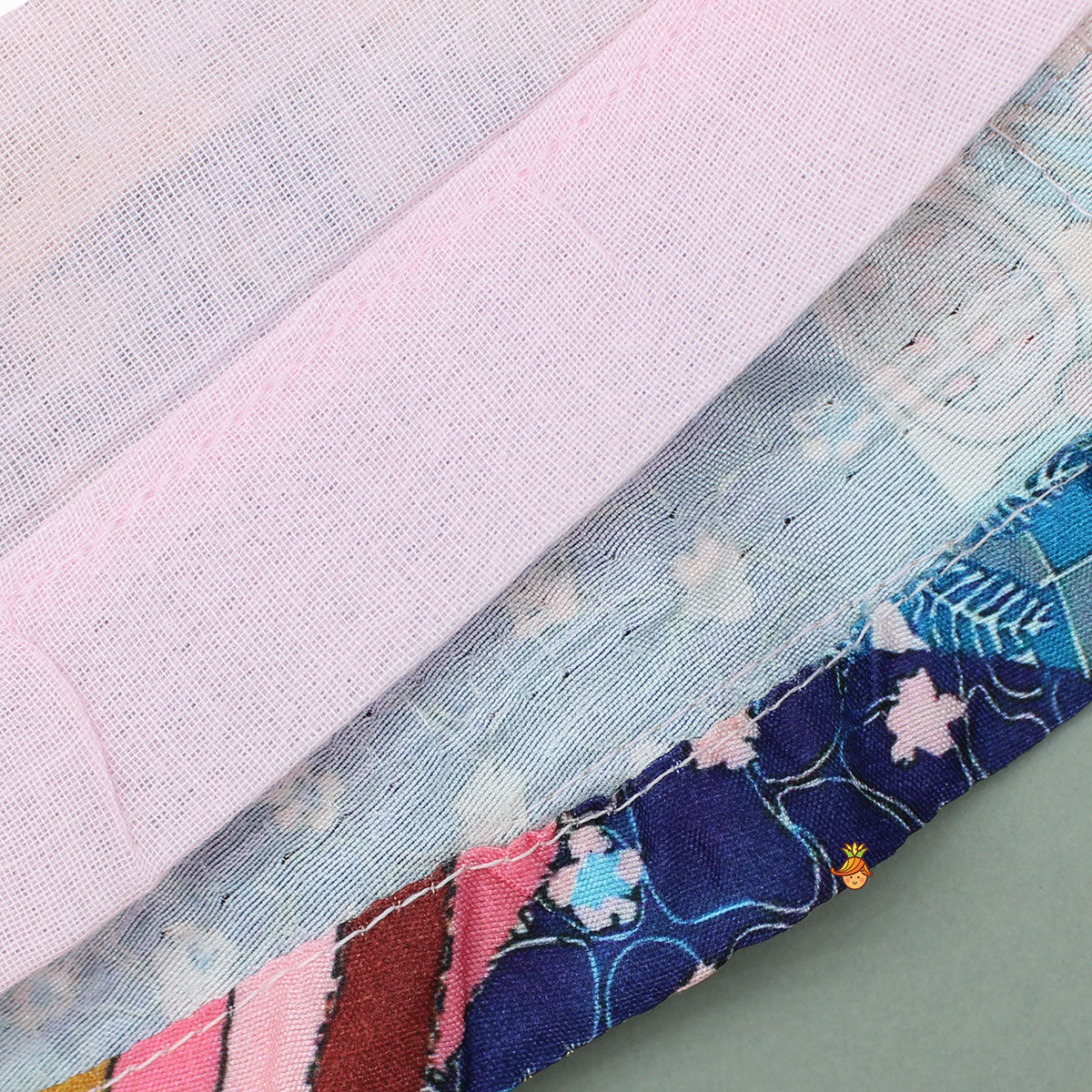 Pre Order: Multicolour Printed Lace Detailing Top And Flared Lehenga