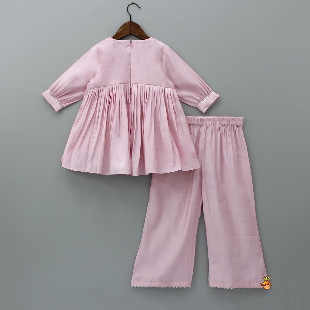 Pre Order: Pink Gota Lace Work Kurti With Matching Palazzo