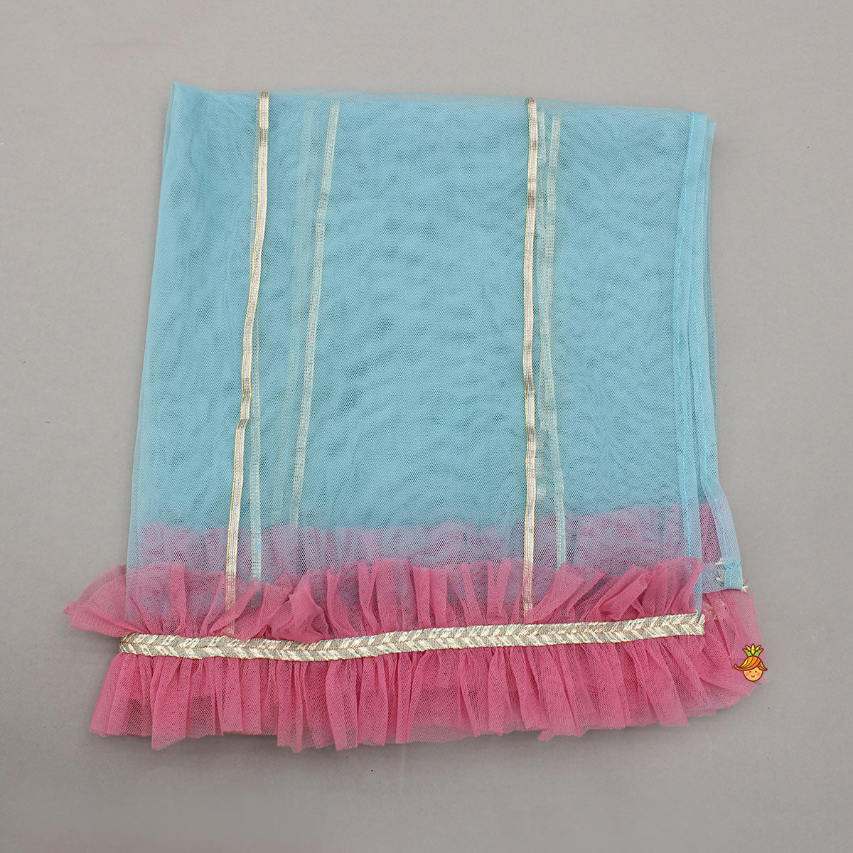 Pre Order: Embroidered Kurti And Tulip Dhoti With Net Dupatta