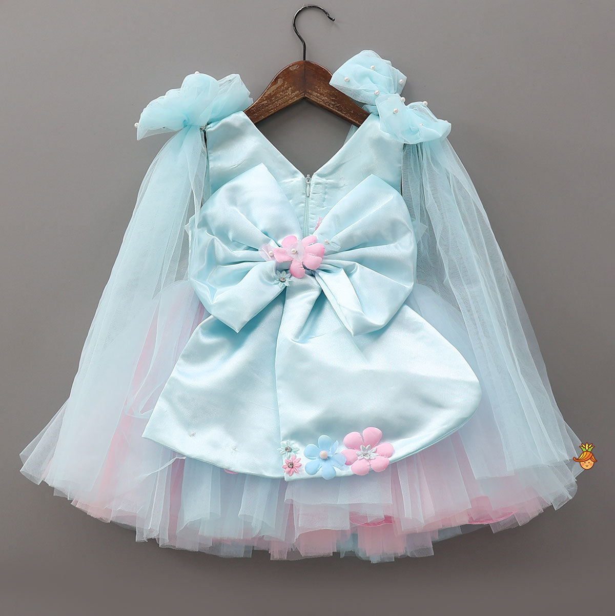 Dual Tone Butterflies And Flowers Embellished Dress