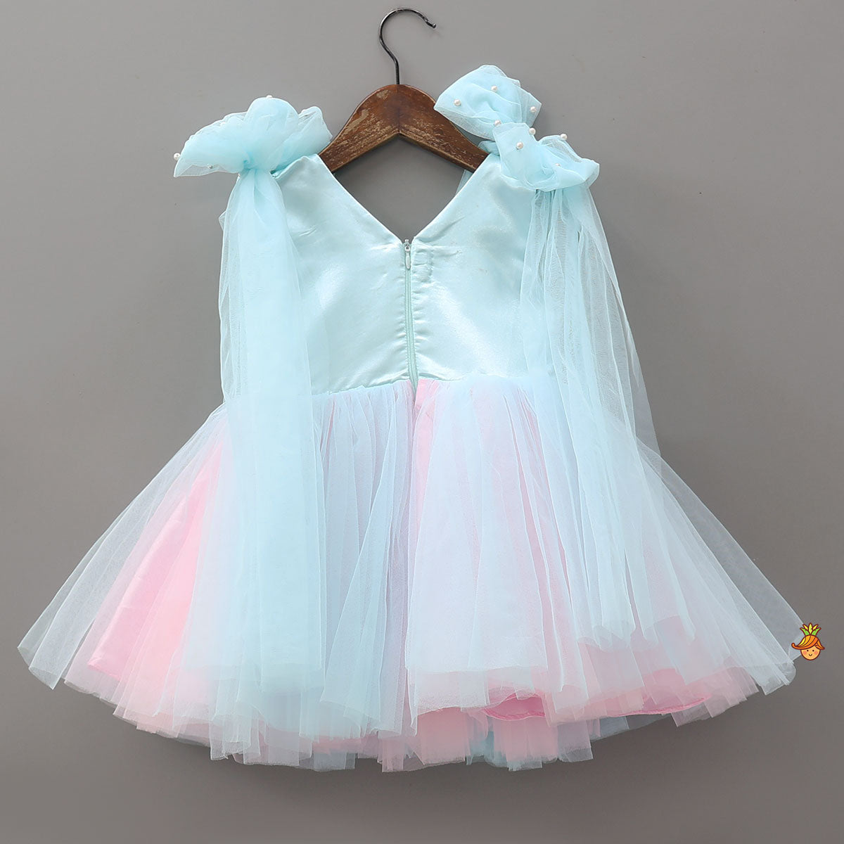 Dual Tone Butterflies And Flowers Embellished Dress