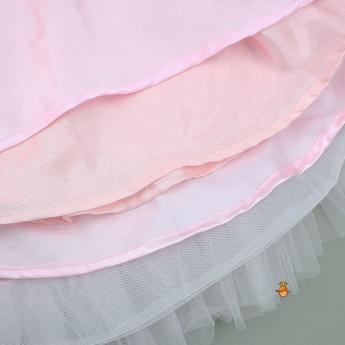 Pre Order: Pink Stylish Strappy Top And Ruffle Net Lehenga