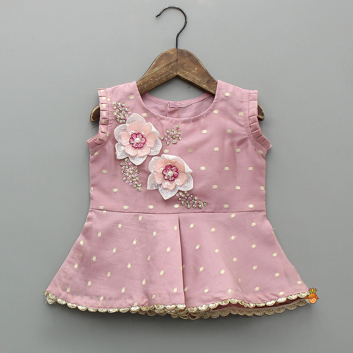 Pre Order: Flower Enhanced Kurti And Flared Palazzo