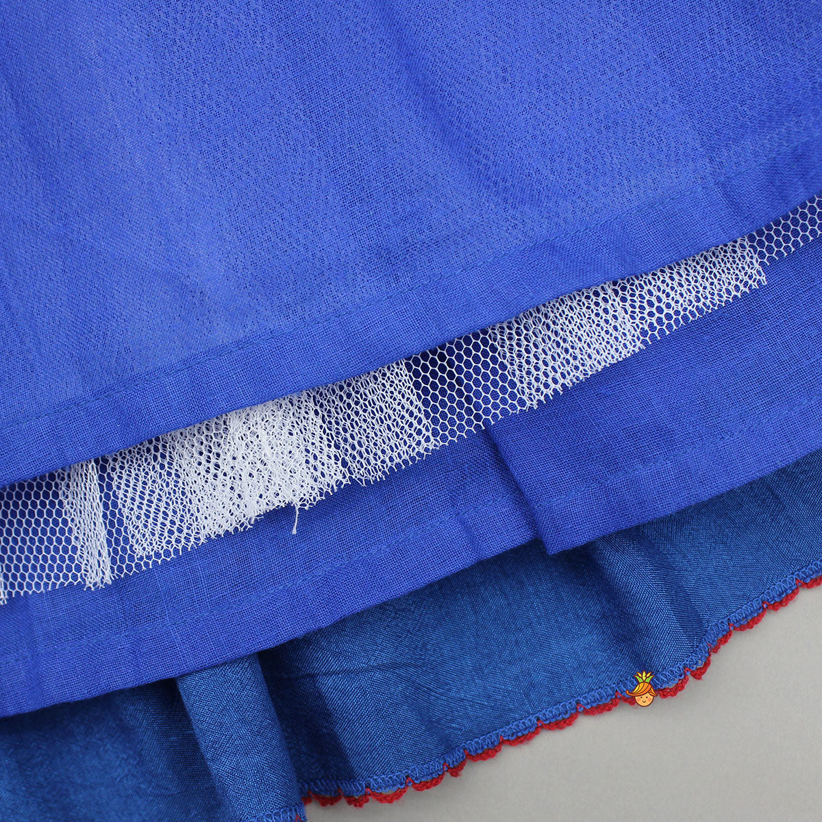 Pre Order: Embroidered Blue Top And Flared Lehenga