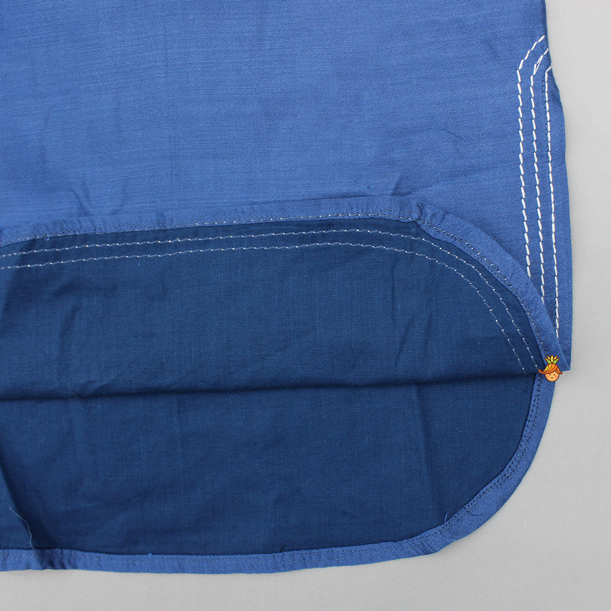 Pre Order: Blue Kurta With Stylish Hem And Pyjama