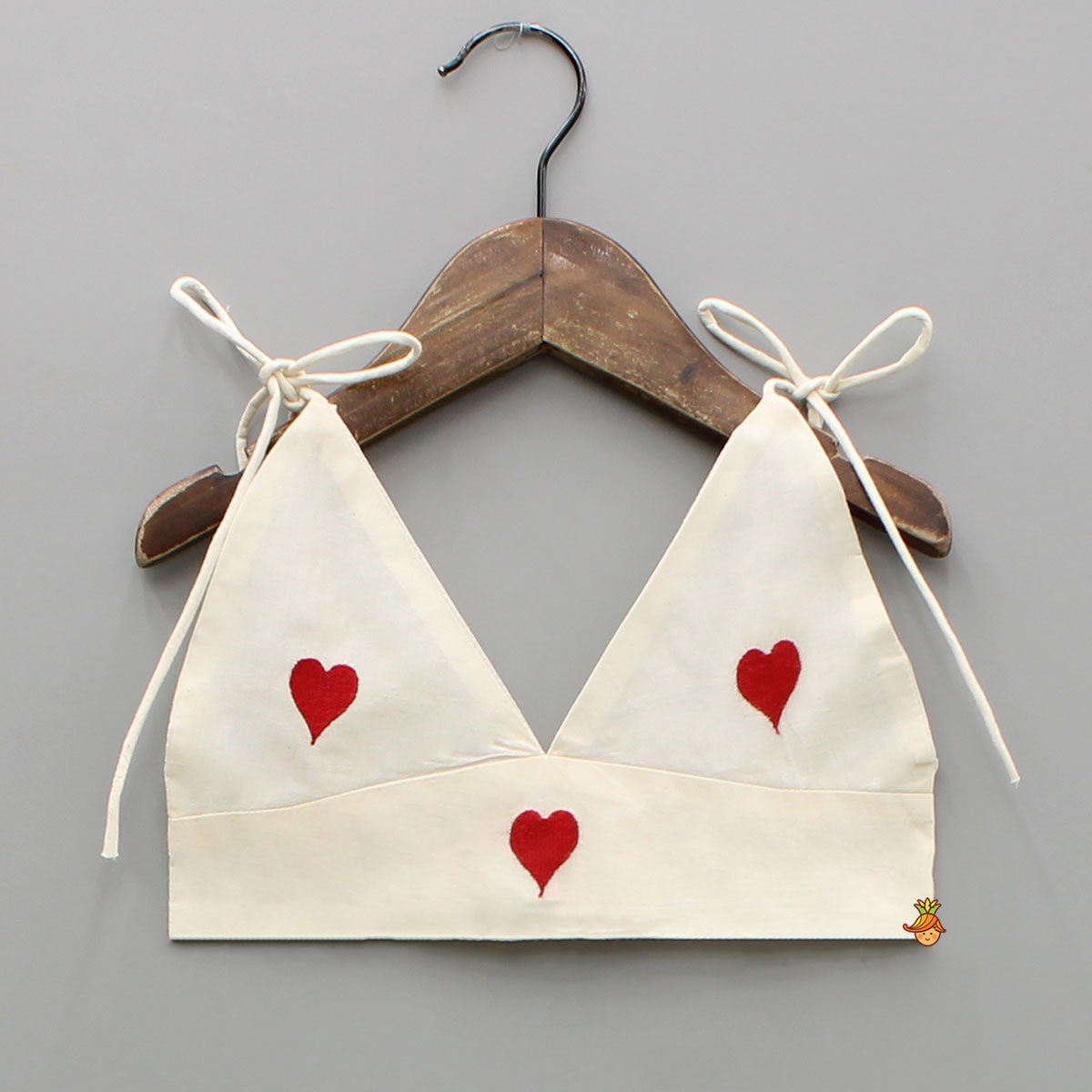 Pre Order: Heart Embroidered Stylish Tie-Up Strap Top And Lehenga