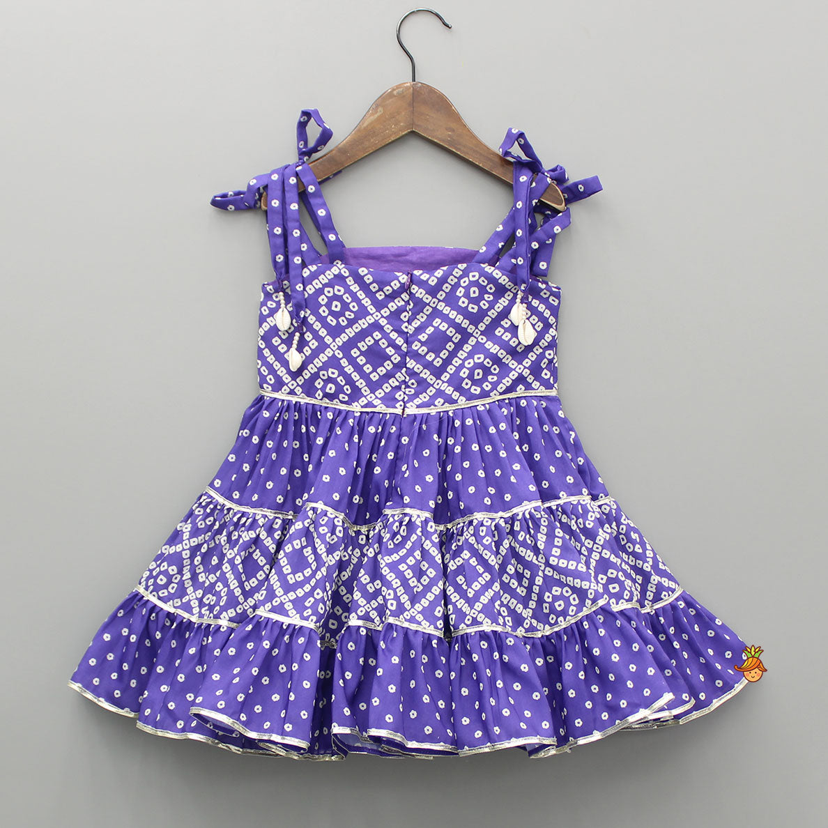 Pre Order: Bandhani Printed And Gota Lace Detailed Tiered Kurti