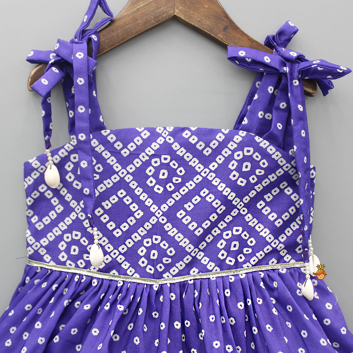 Pre Order: Bandhani Printed And Gota Lace Detailed Tiered Kurti