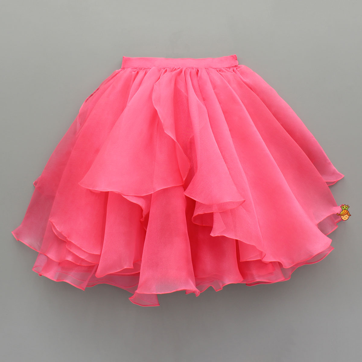Pre Order: Flower Adorned Stylish Top And Asymmetrical Ruffle Lehenga