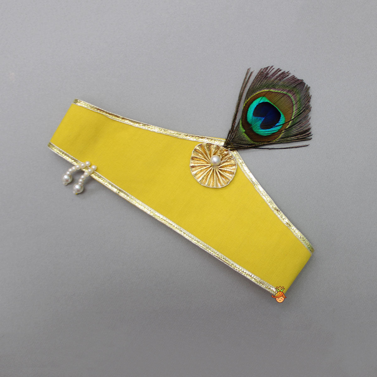 Yellow Embroidered Kurta And Dhoti With Mukut