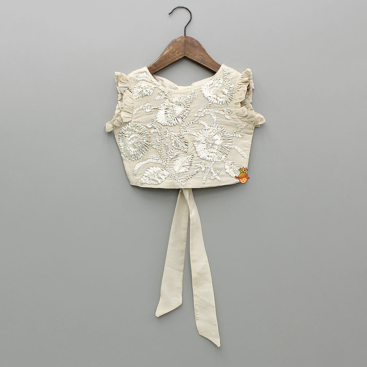 Pre Order: Gota Lace Embroidered Top With Lehenga