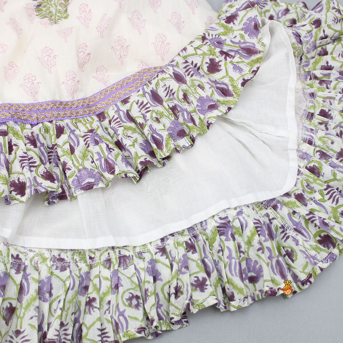 Pre Order: Floral Printed One Shoulder Top With Lehenga And Dupatta