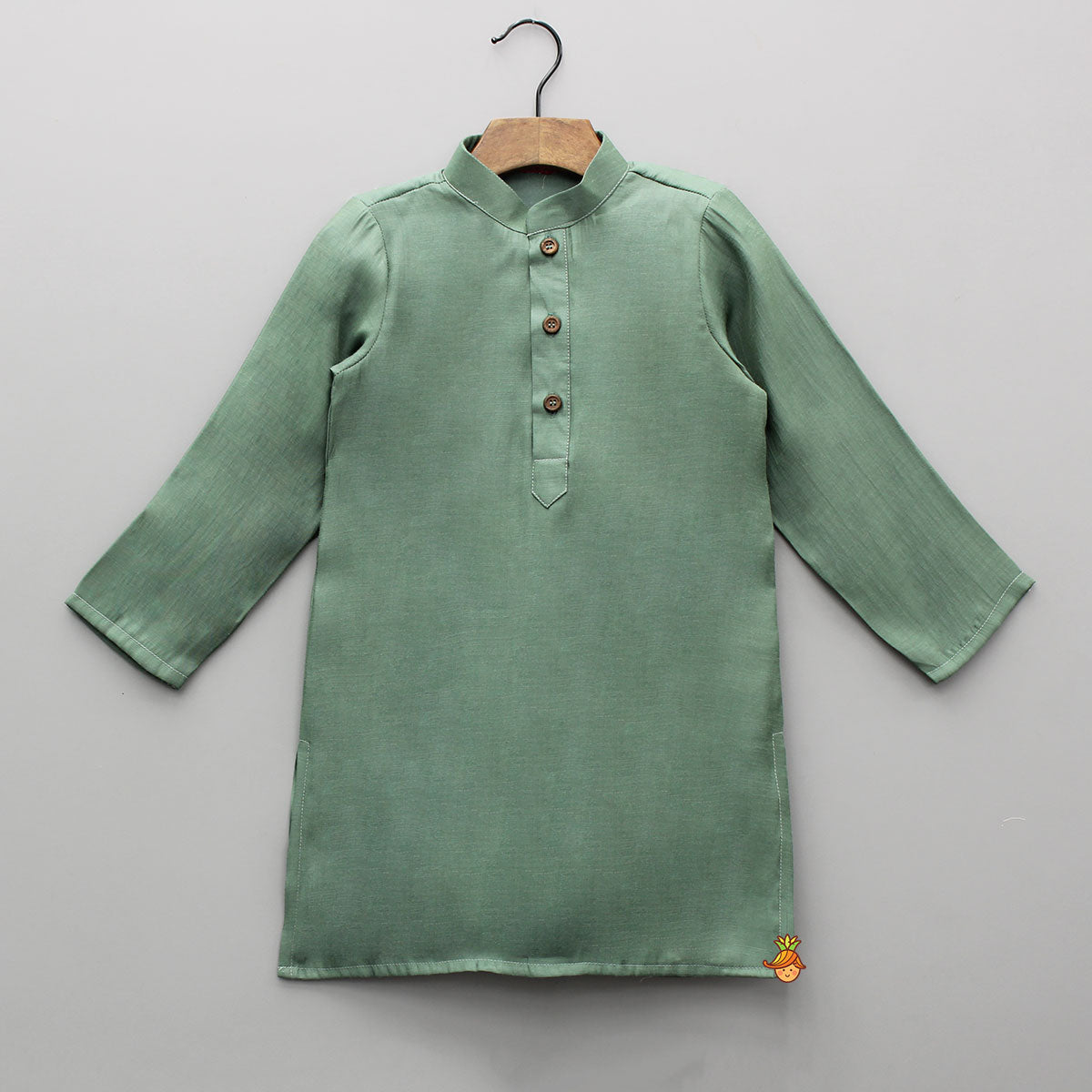 Pre Order: Green Kurta With Printed Jacket And Pyjama