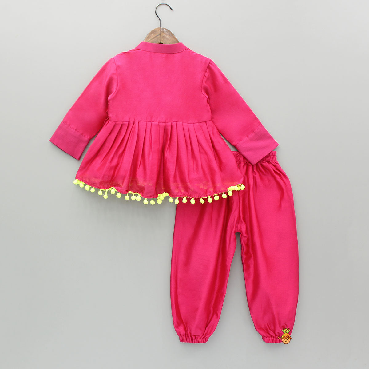 Pre Order: Pink Multicoloured Embroidered Kurti With Matching Pant