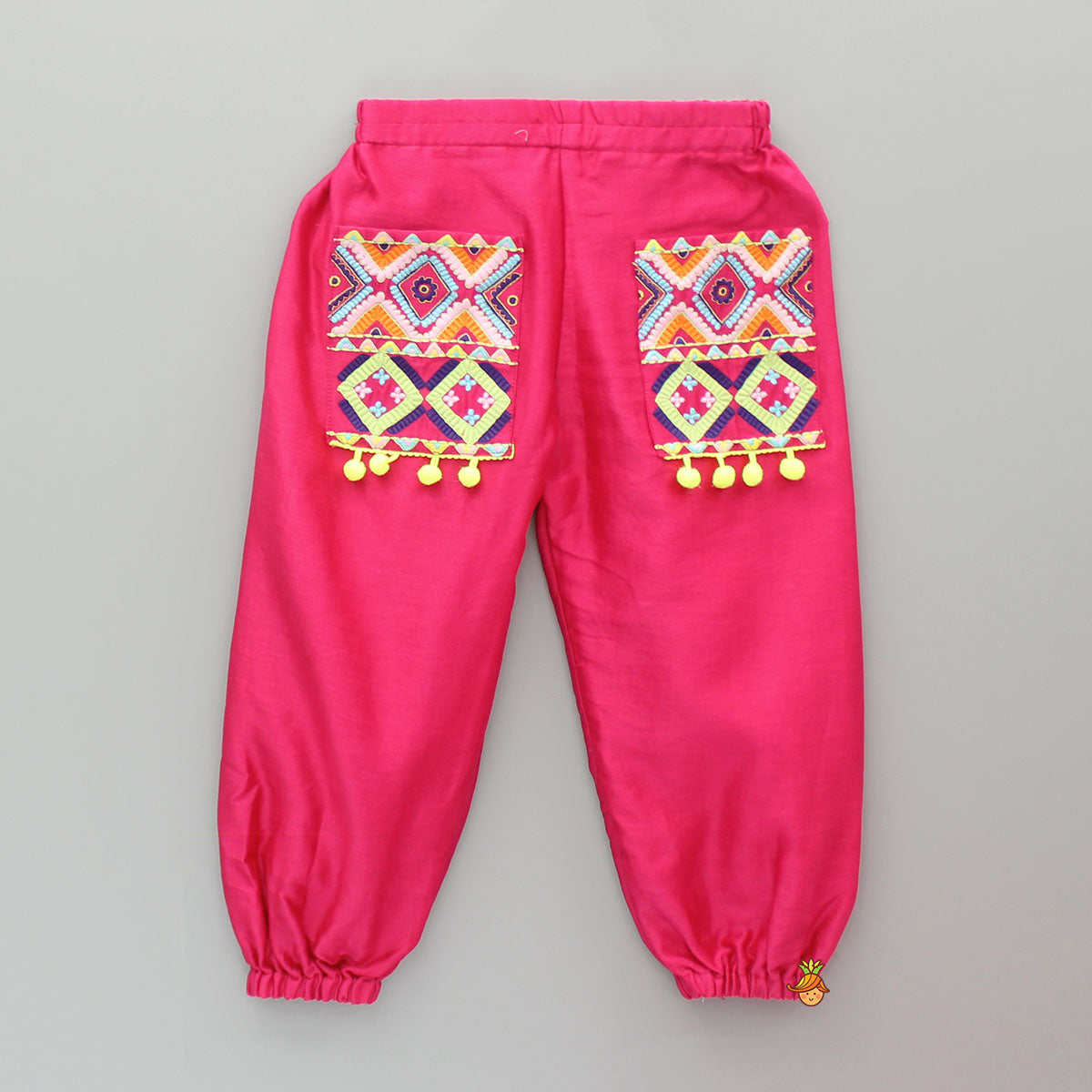 Pre Order: Pink Multicoloured Embroidered Kurti With Matching Pant