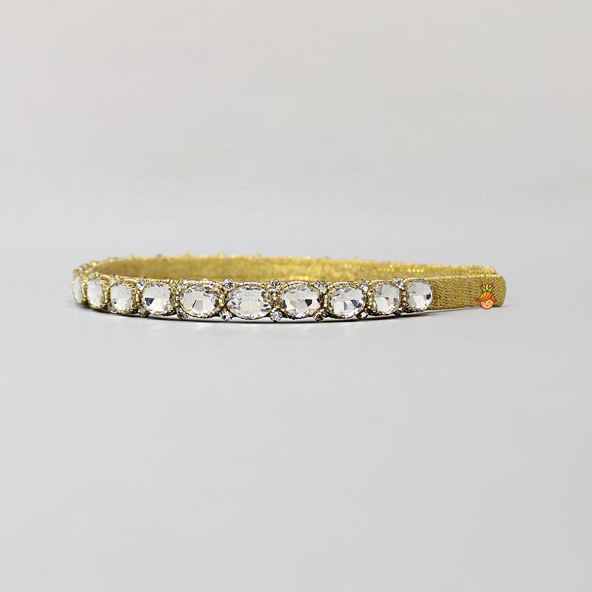 Artificial White Stones Embroidered Hairband