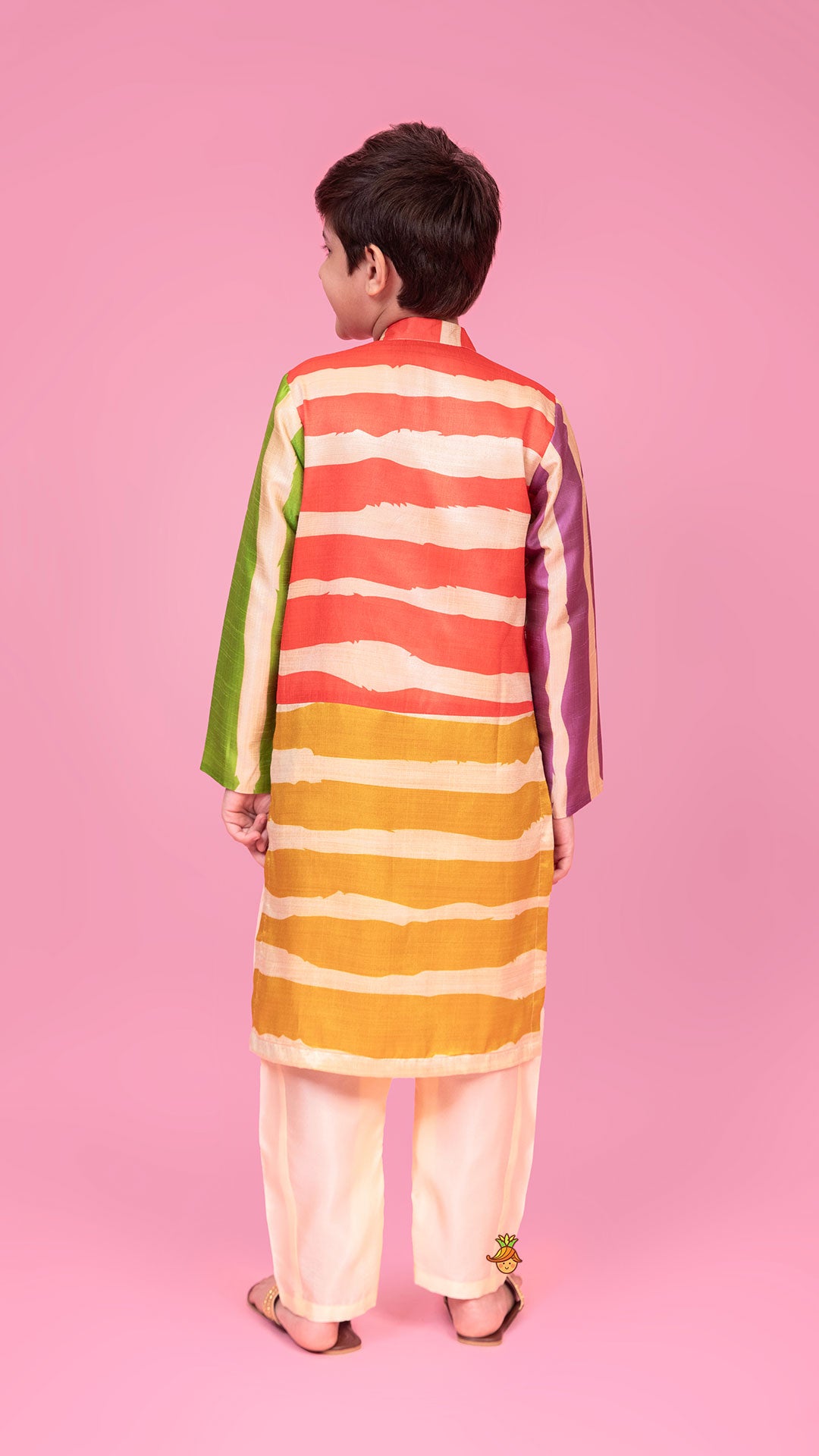 Pre Order: Multicoloured Striped Kurta And Pyjama