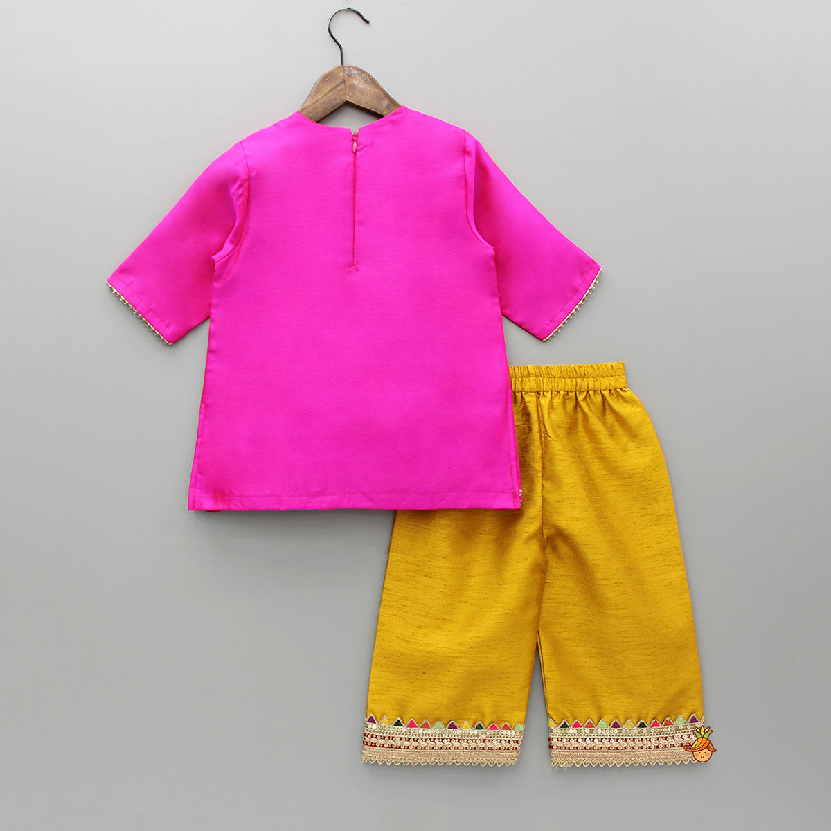 Pre Order: Pink Embroidered Kurti With Pant And Dupatta