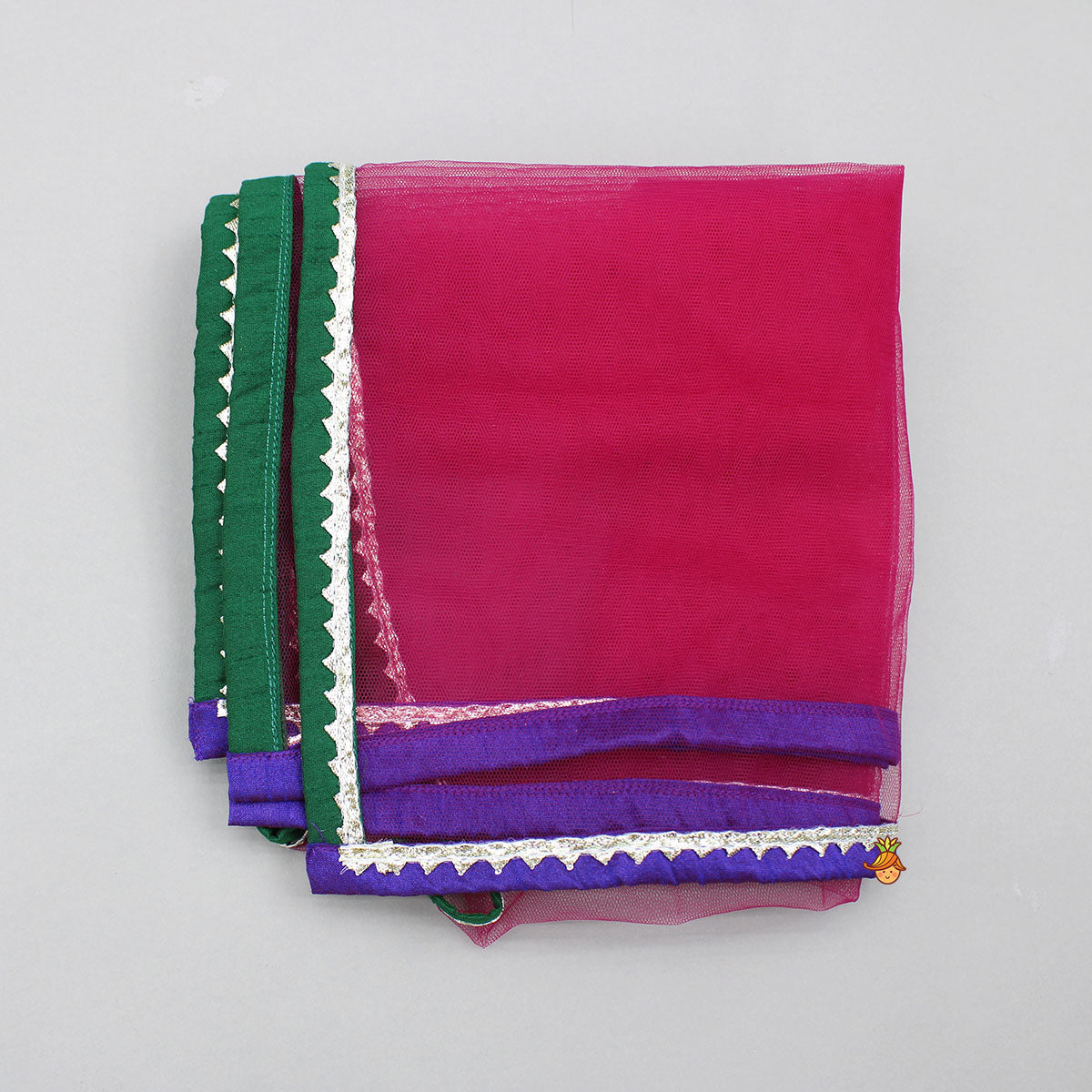 Pre Order: Multicoloured Colour Blocked Top With Lehenga And Dupatta