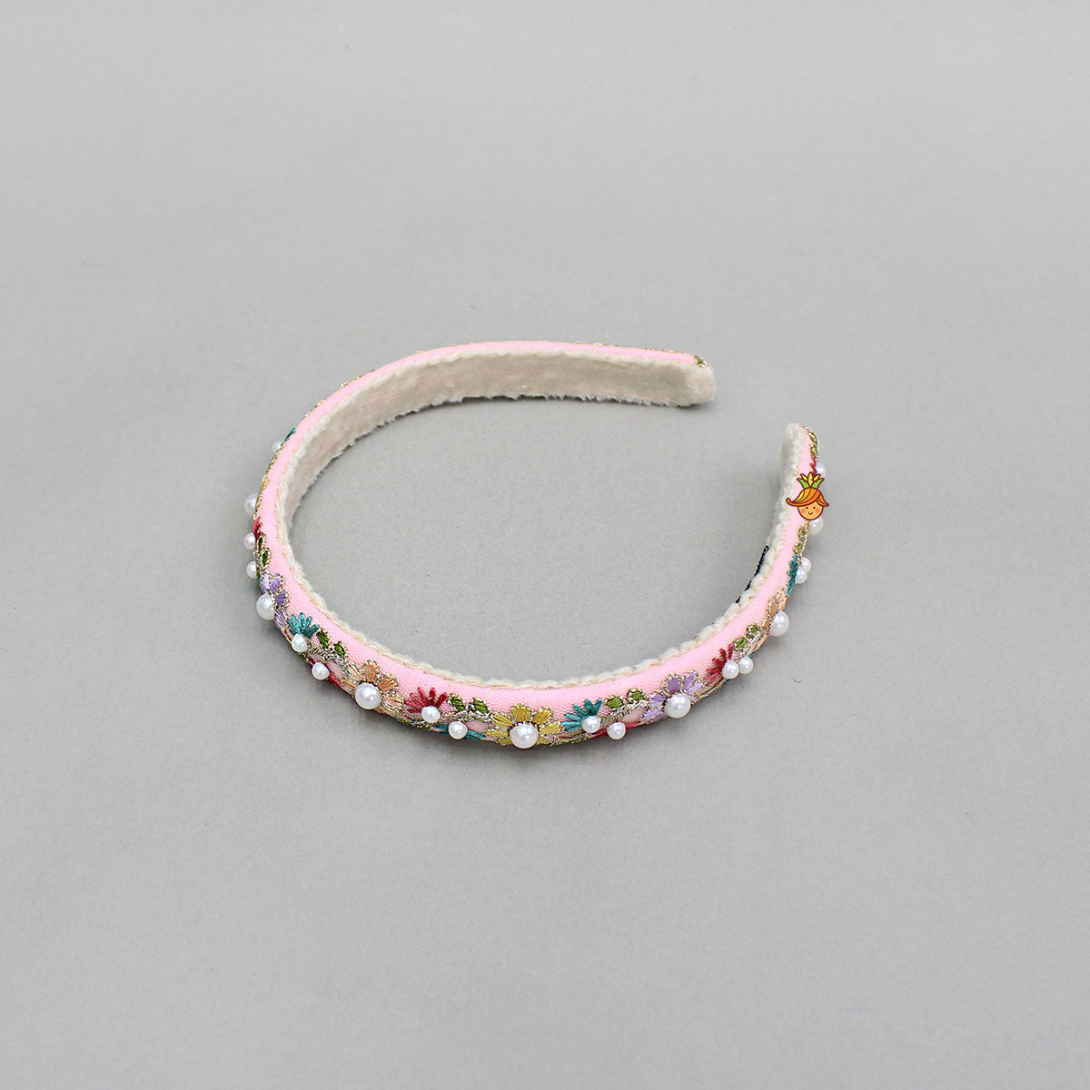 Thread Embroidered Pink Hairband