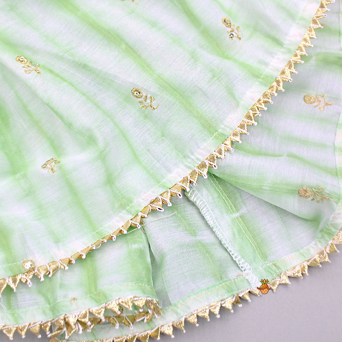 Pre Order: Green Printed Embroidered Kurti With Sharara