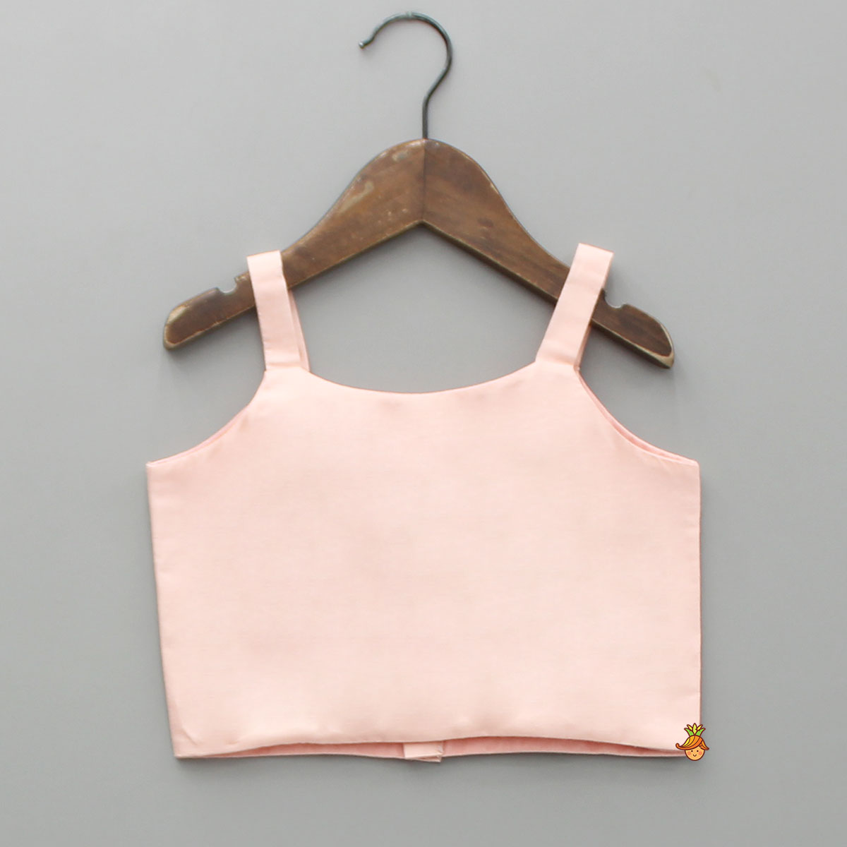 Pre Order: Peach Printed Embroidered Stylish Cape With Strappy Crop Top And Lehenga