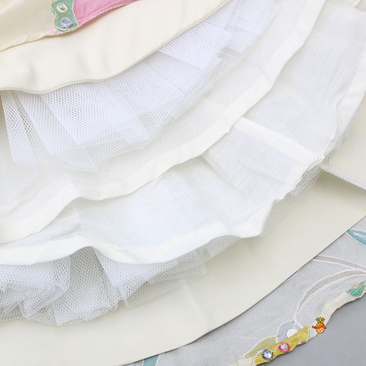 Pre Order: Multicolour Floral Printed And Embroidered Ivory Top With Matching Lehenga And Dupatta