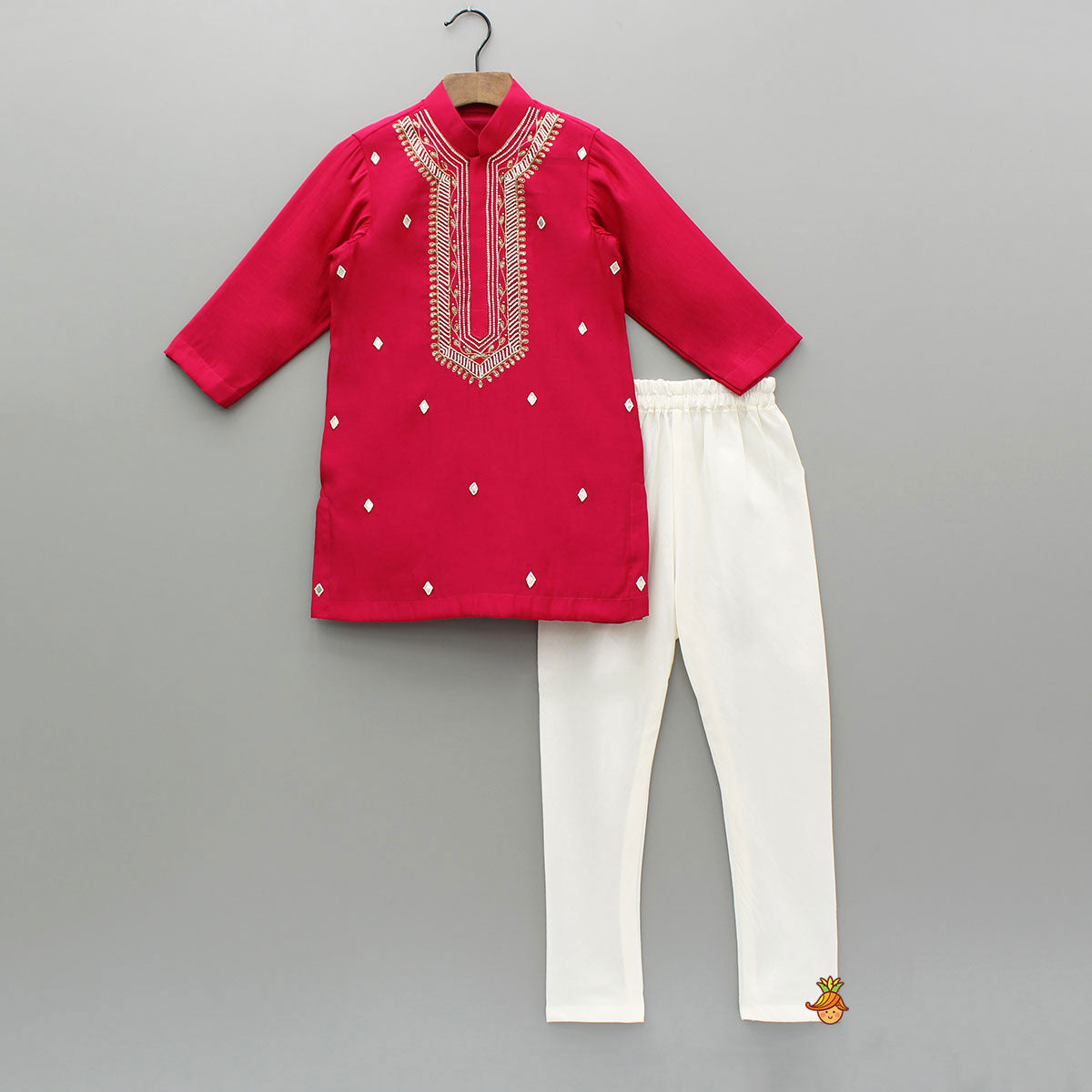 Pre Order: Embroidered Pink Kurta With Churidar