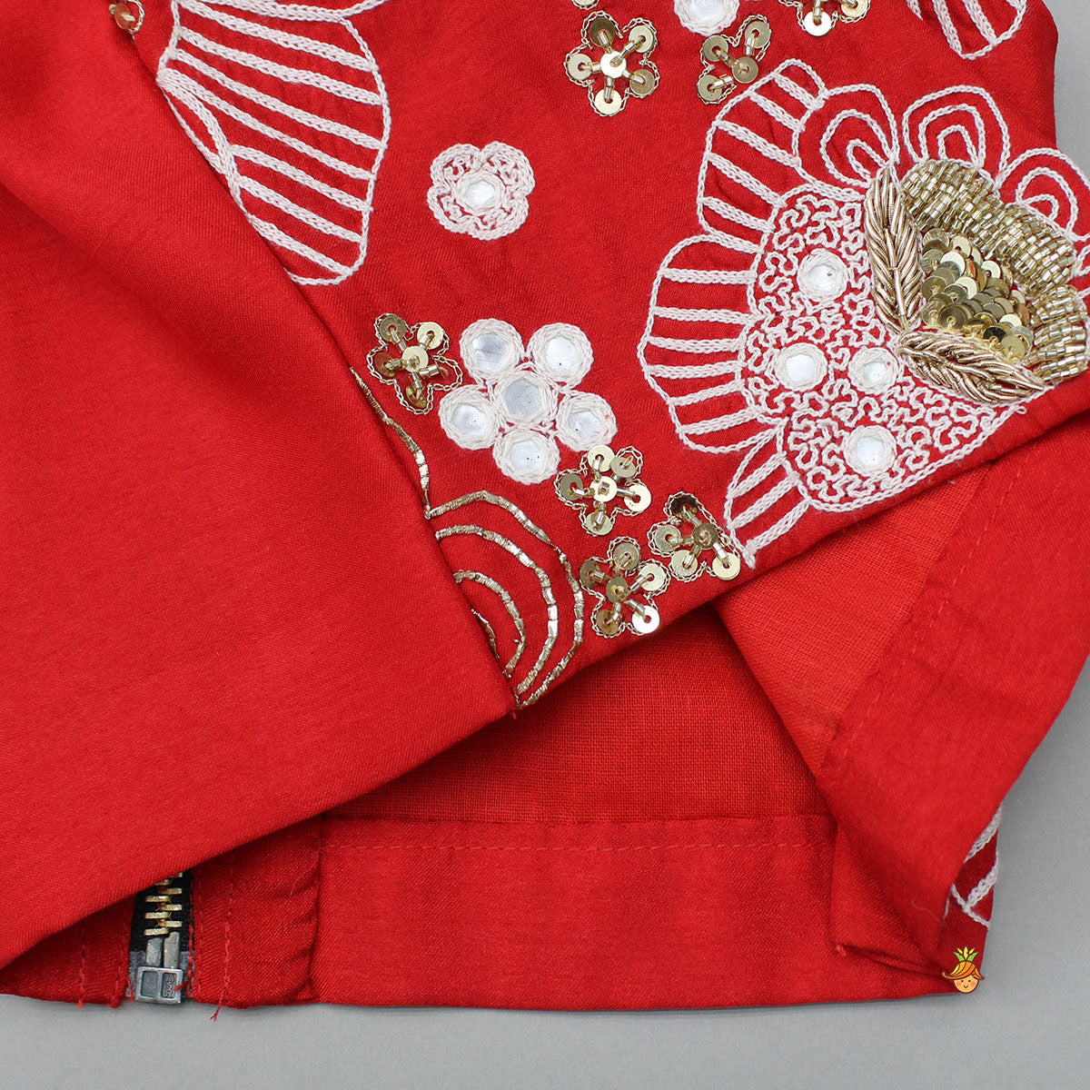 Pre Order: Red Embroidred Halter Neck Top With Flared Palazzo