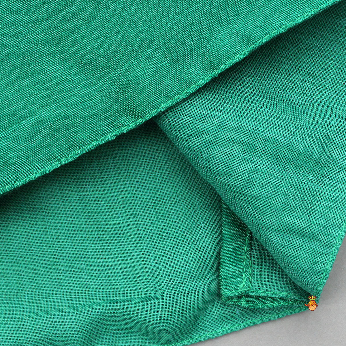 Pre Order: Green Dori Embroidered Strappy Top And Stylish Layered Lehenga