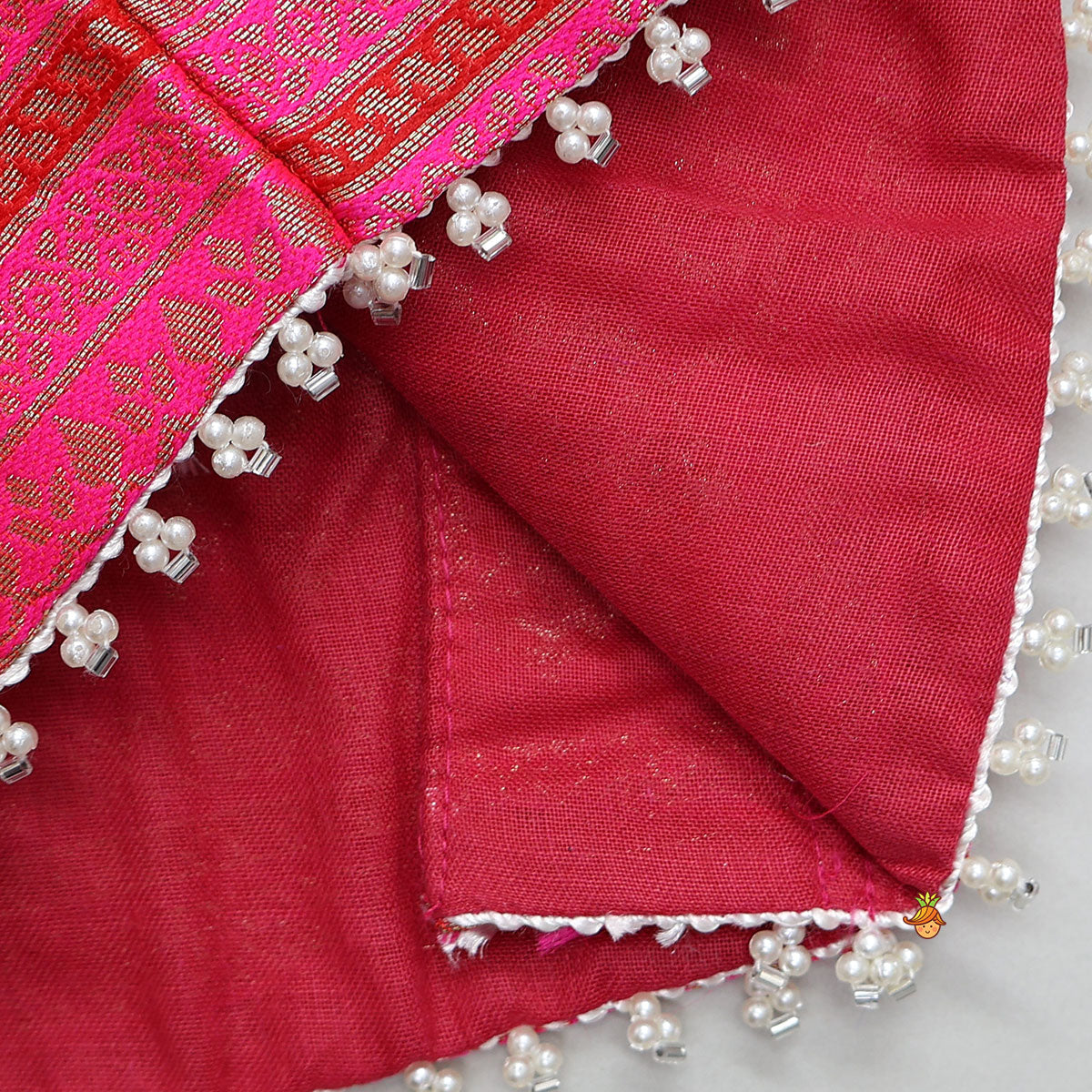 Pre Order: Dual Tone Brocade Embroidered Top And Lehenga