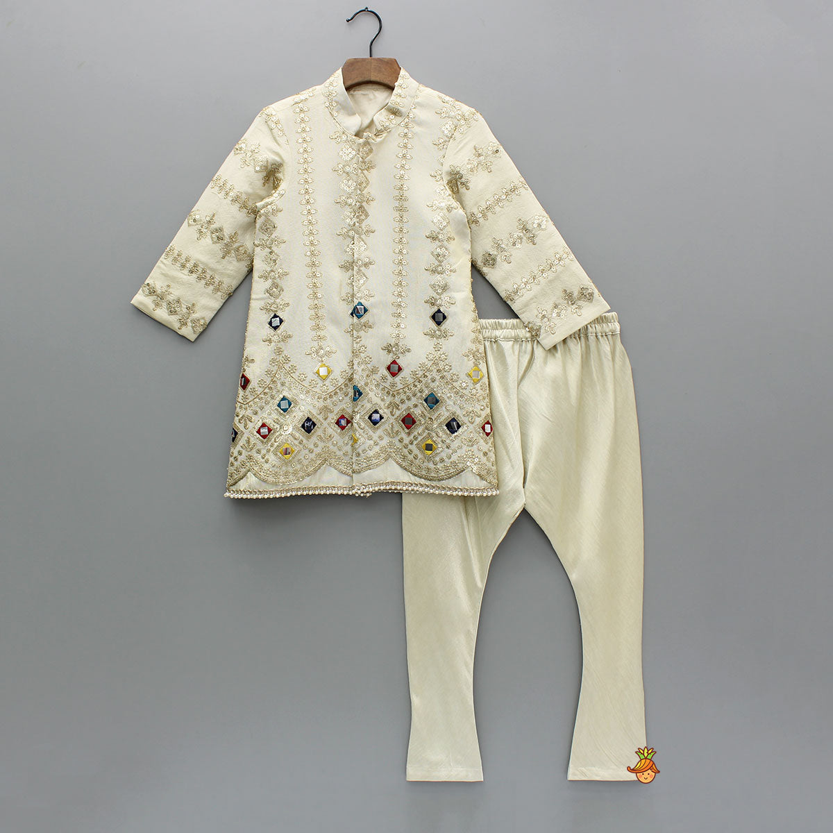 Pre Order: Embroidered and Embellished Sherwani with Churidar