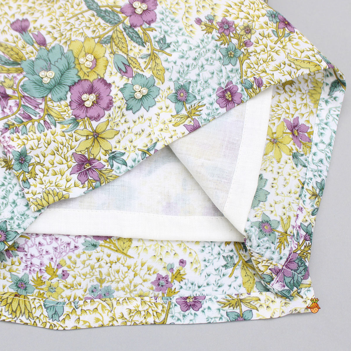 Pre Order: Hand Embroidered Multicolour Printed Kurta And Pyjama