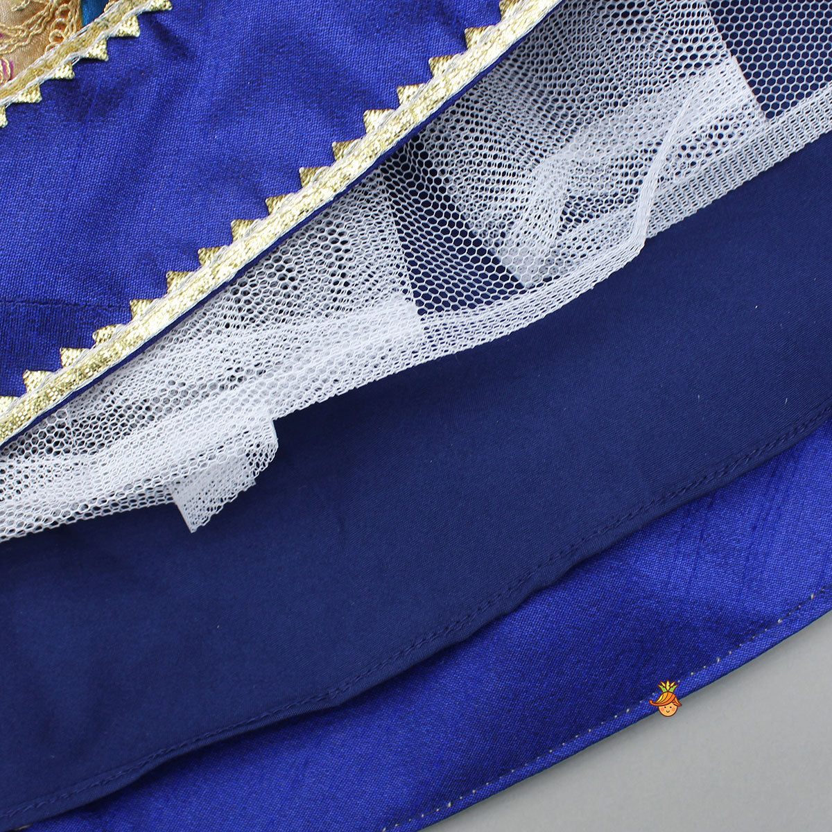 Pre Order: Gota Lace Detail Charming Blue Top And Lehenga With Net Dupatta