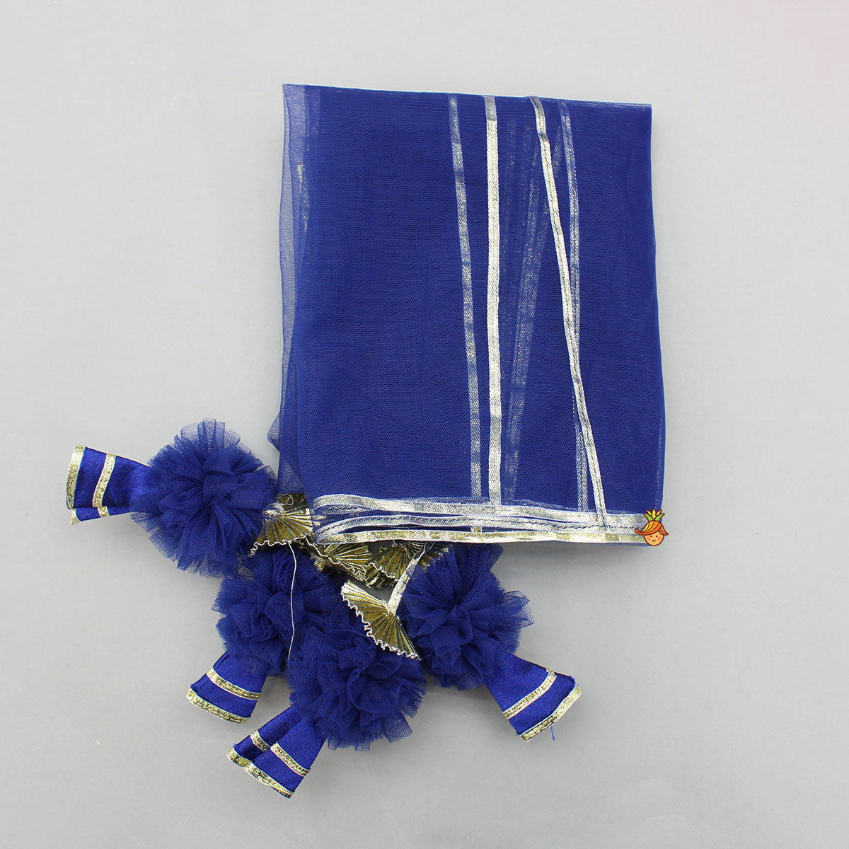 Pre Order: Gota Lace Detail Charming Blue Top And Lehenga With Net Dupatta