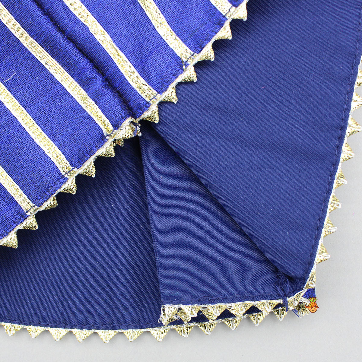 Pre Order: Gota Lace Detail Charming Blue Top And Lehenga With Net Dupatta