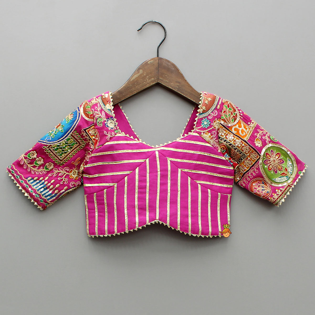 Pre Order: Pink Printed And Embroidered Top With Lehenga And Dupatta
