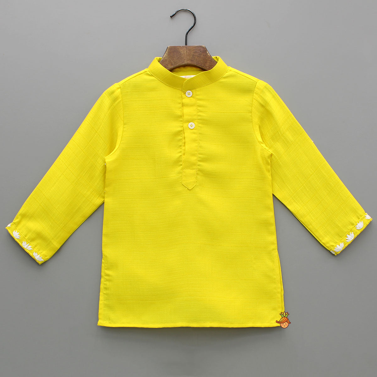 Yellow Ganpati Embroidered Jacket With Matching Kurta And Pyjama
