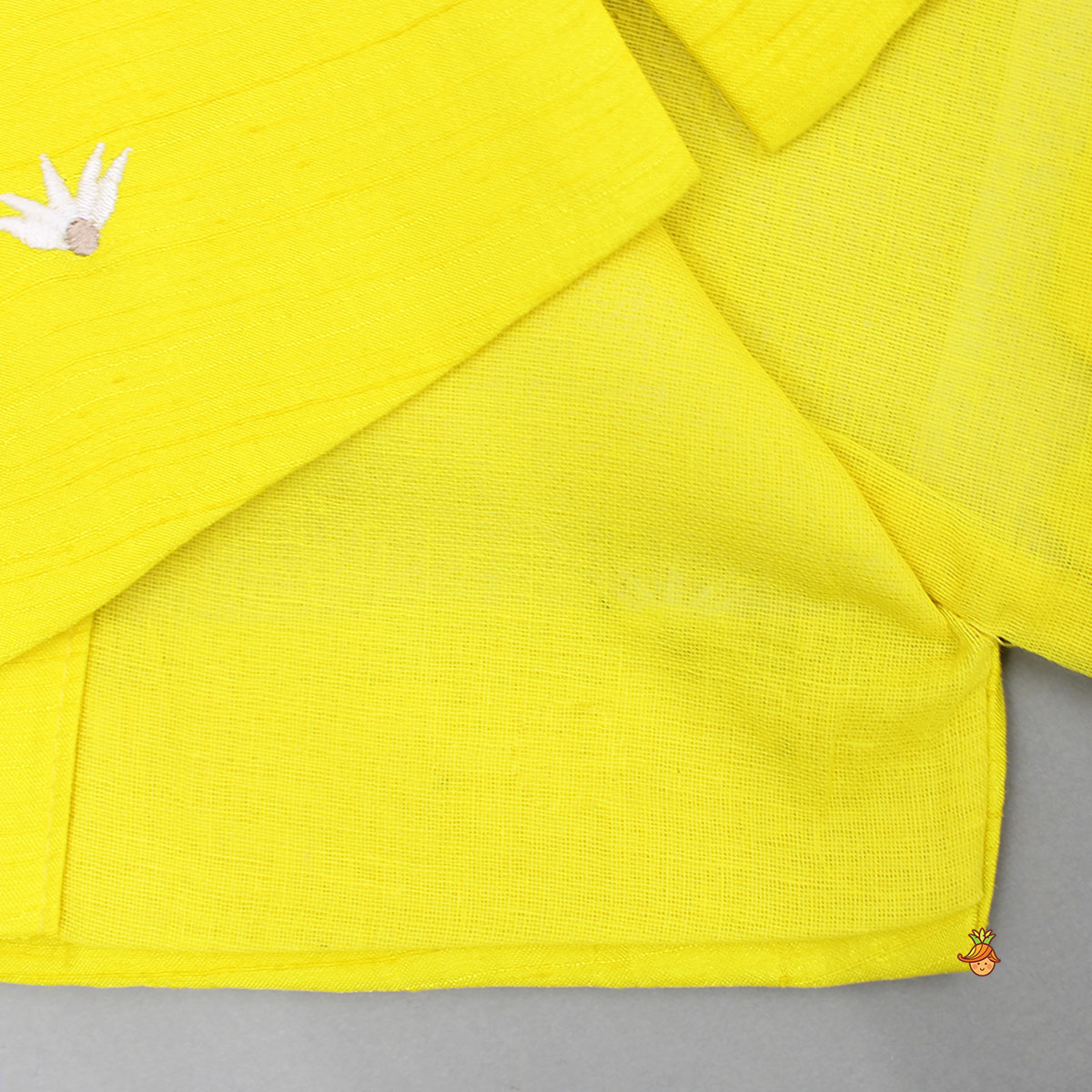 Yellow Ganpati Embroidered Jacket With Matching Kurta And Pyjama