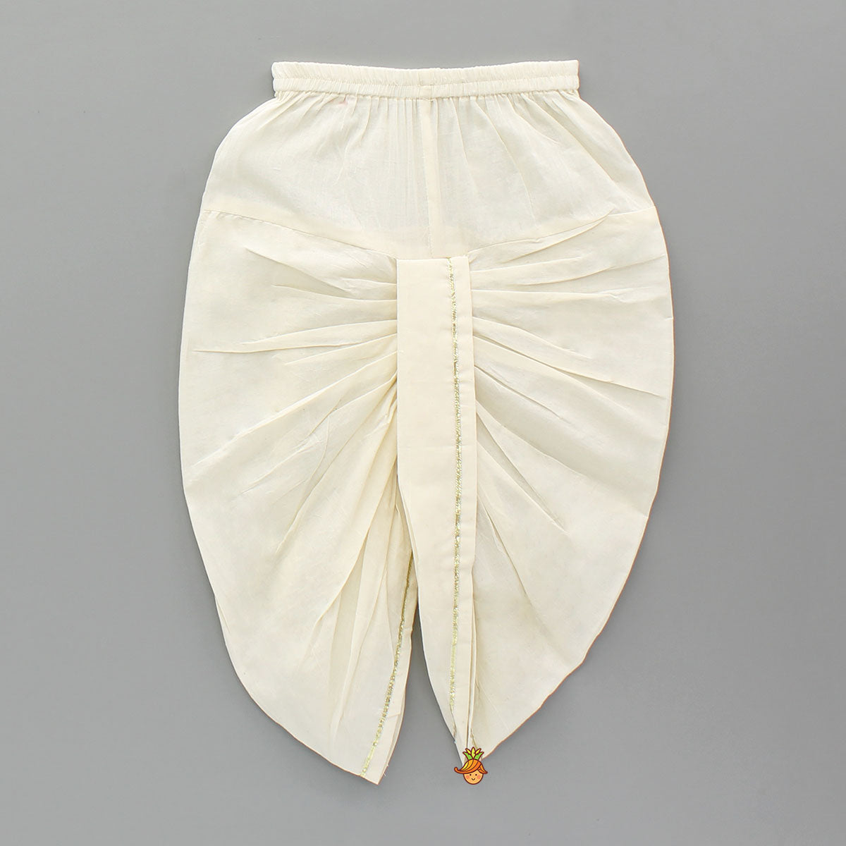 Cream Kurta And Bird Embroidered Jacket With Dhoti