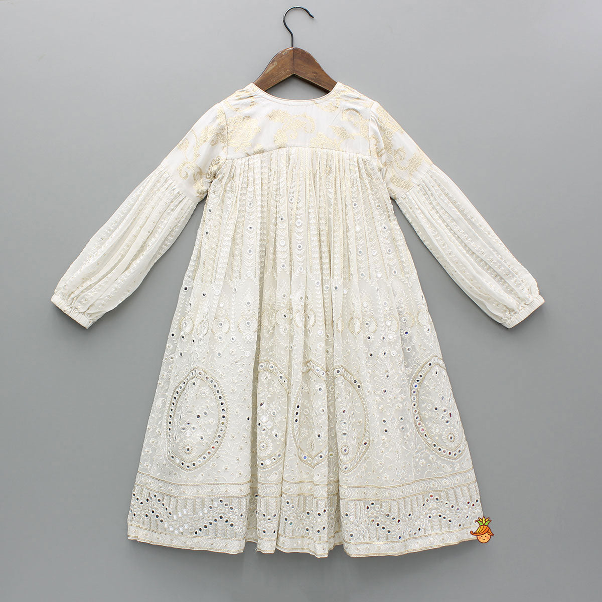 Pre Order: Off White Embroidered And Embellished Kurti