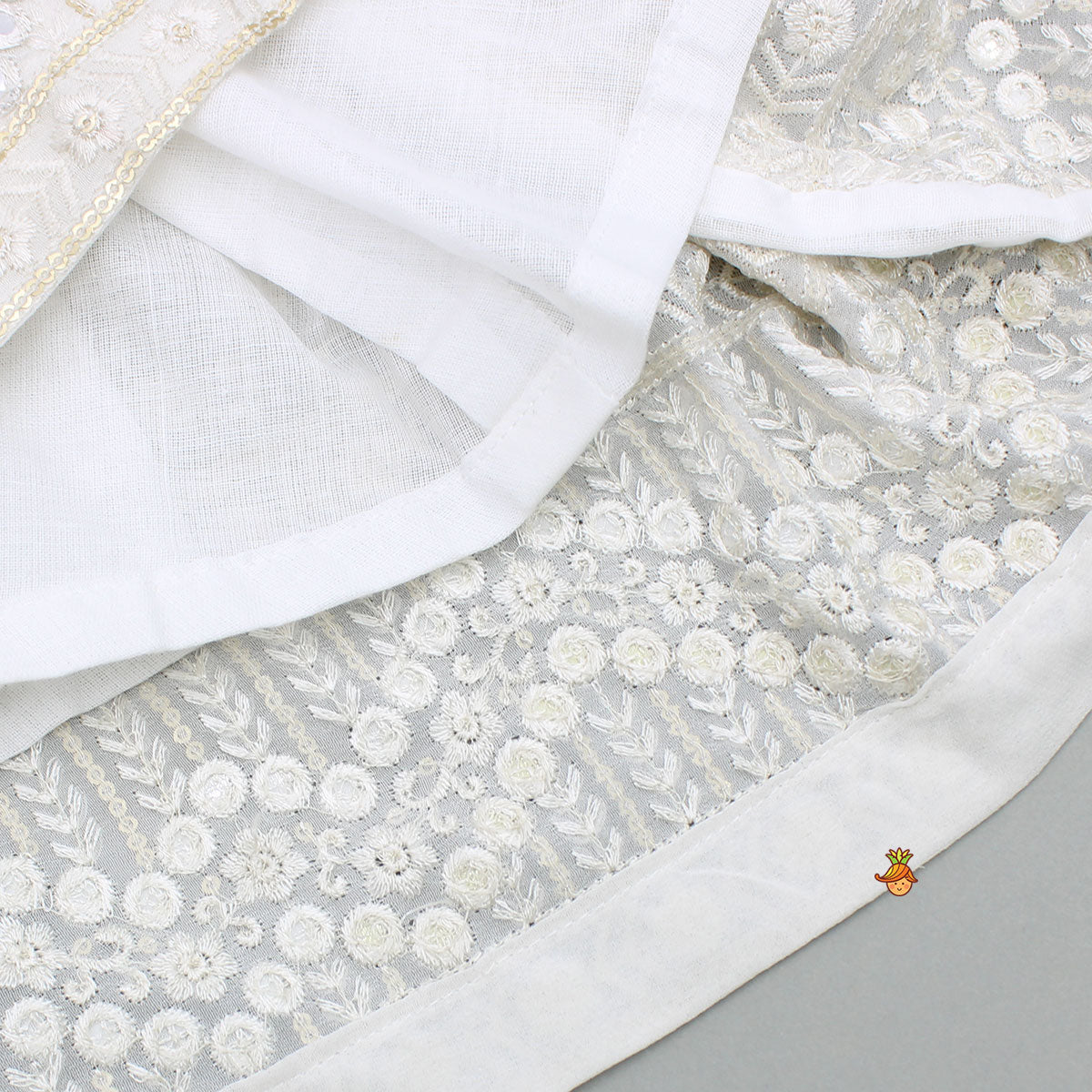 Pre Order: Off White Embroidered And Embellished Kurti