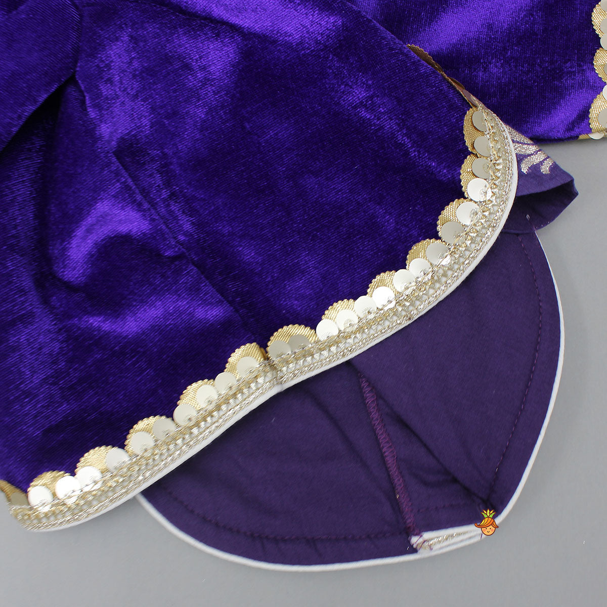 Pre Order: Purple Velvet Lace Detailed Top And Lehenga With Dupatta