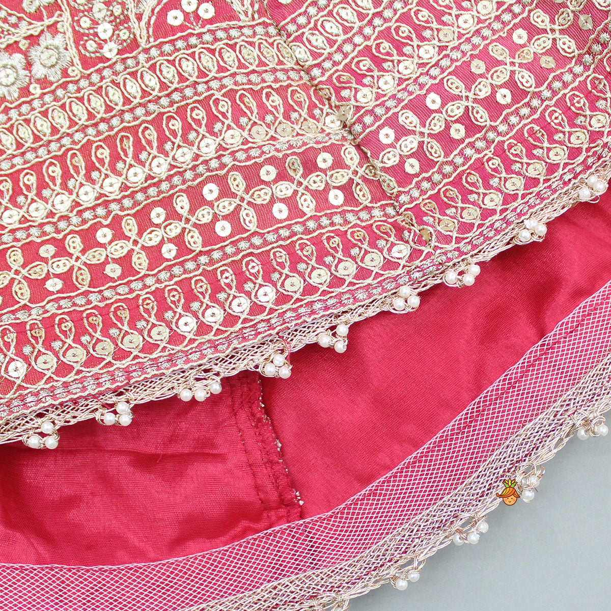 Pre Order: Pink Chanderi Embroidered Long Kurti And Black Velvet Pant