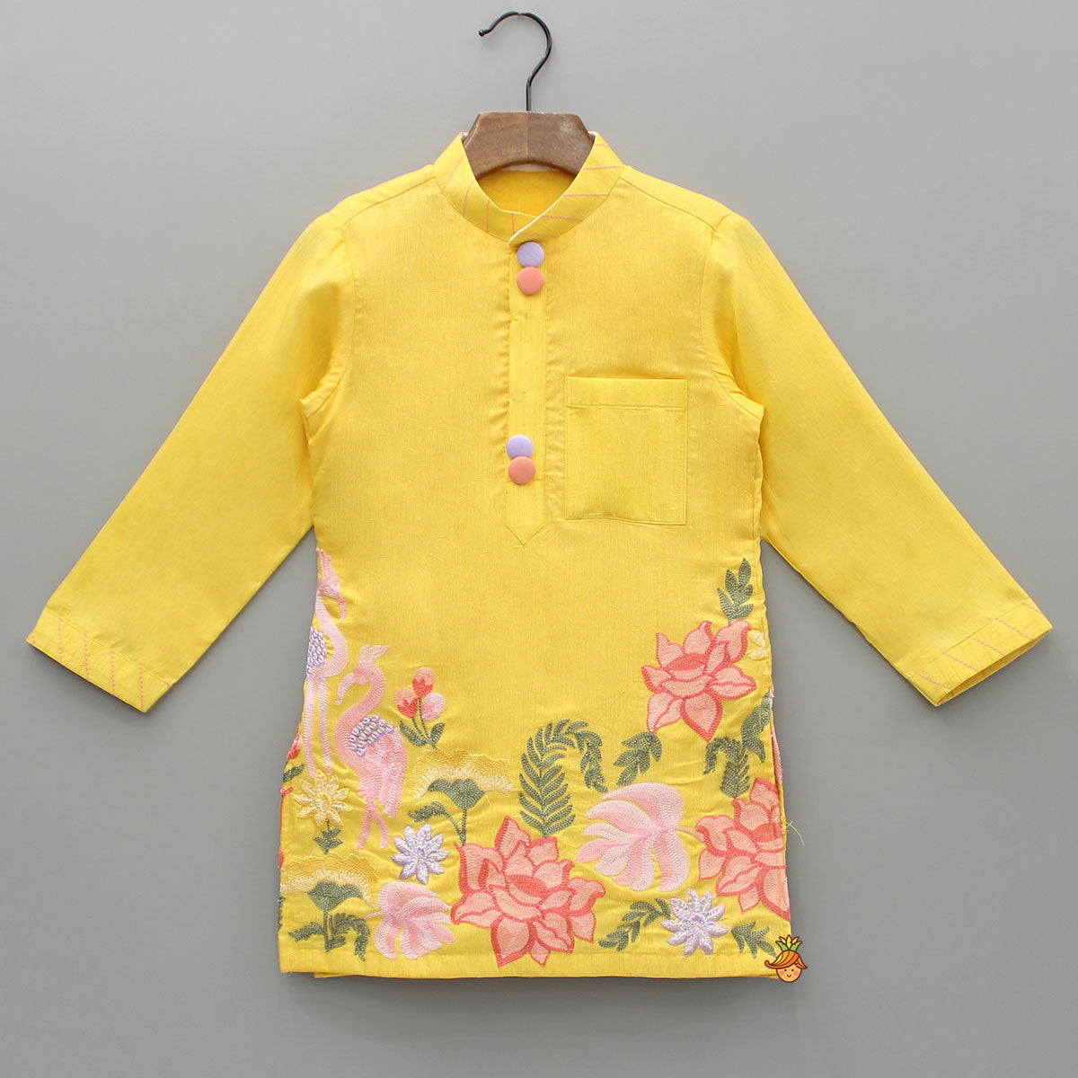 Pre Order: Yellow Embroidered Kurta And Pyjama