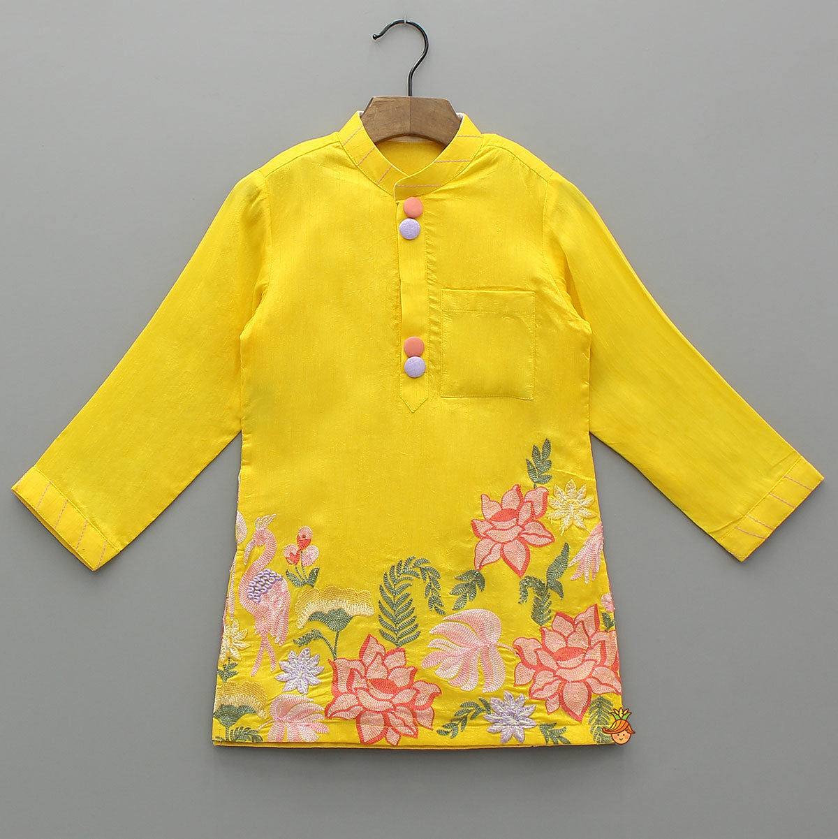 Pre Order: Yellow Embroidered Kurta And Pyjama