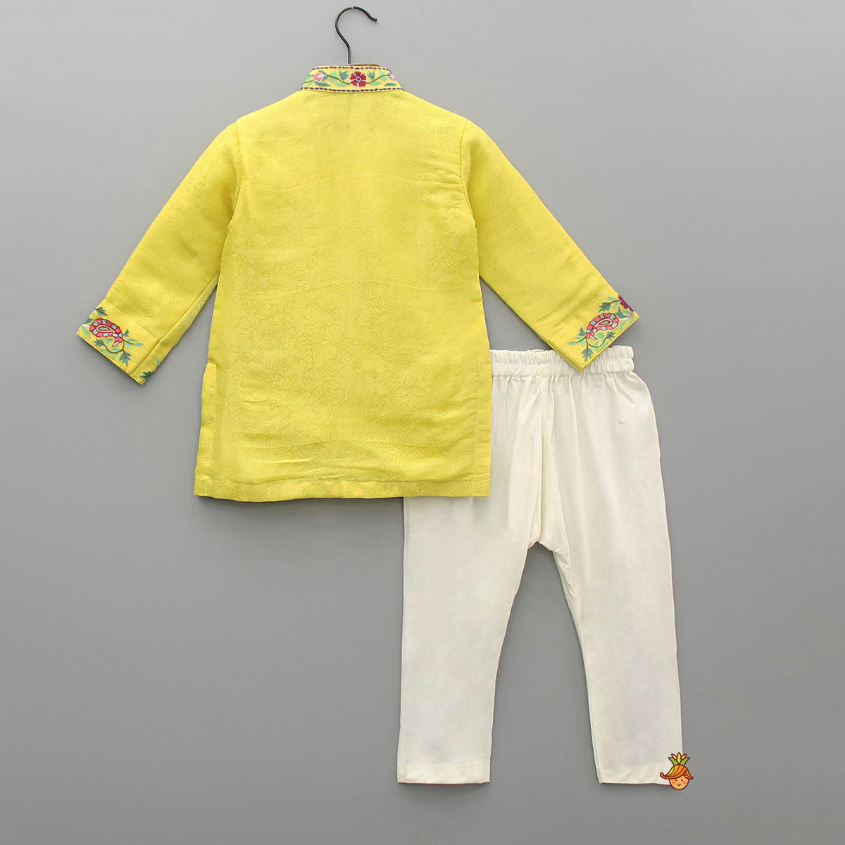 Pre Order: Yellow Embroidered Kurta And Pyjama